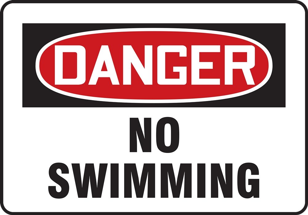 Panneau de signalisation Danger No Swimming Accuform format compact
