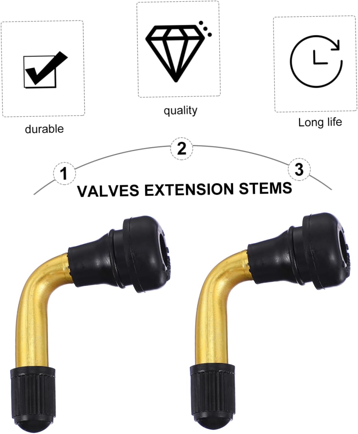 Zerodeko 10Pcs Durable Motorcycle Tire Valve Extension Adapters Stem Extenders for Easy Tire Inflation Compatible with Tire Types and Valves