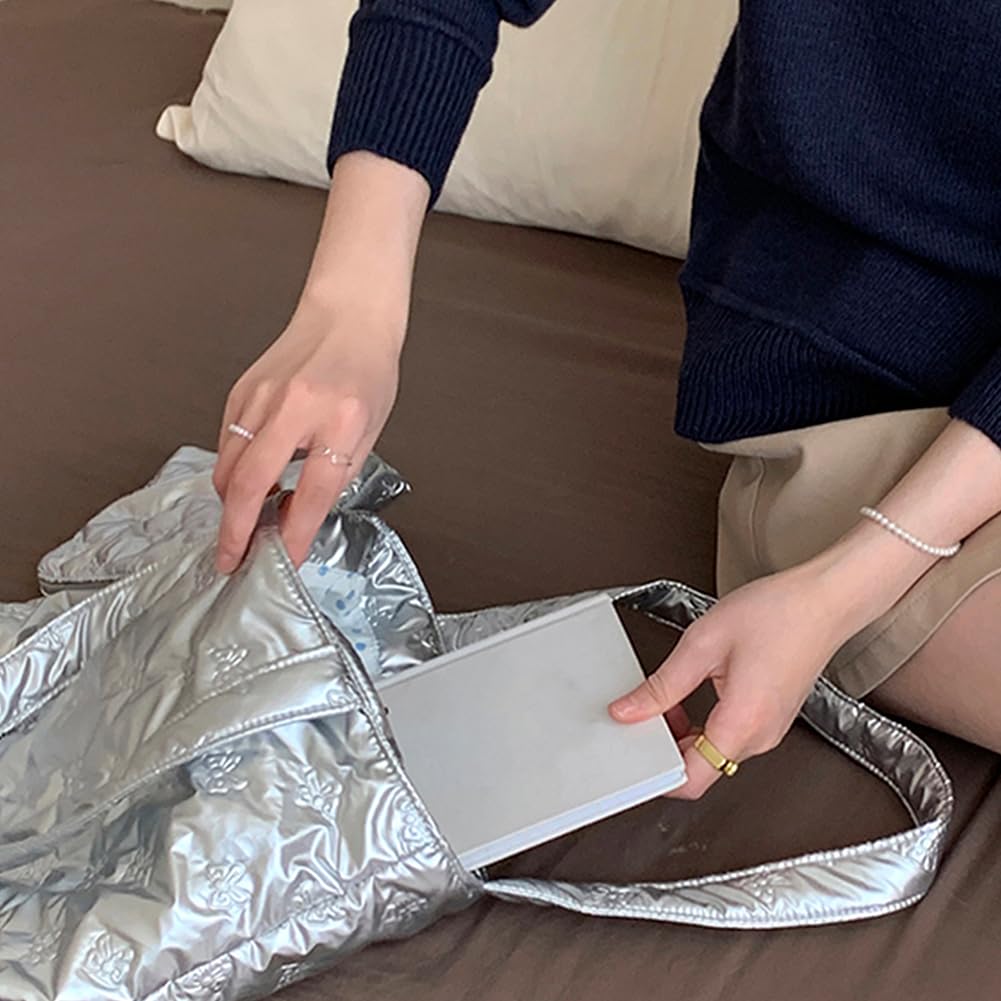 Bolso de hombro acolchado para mujer, bolso de la compra, sólido para viajes de negocios