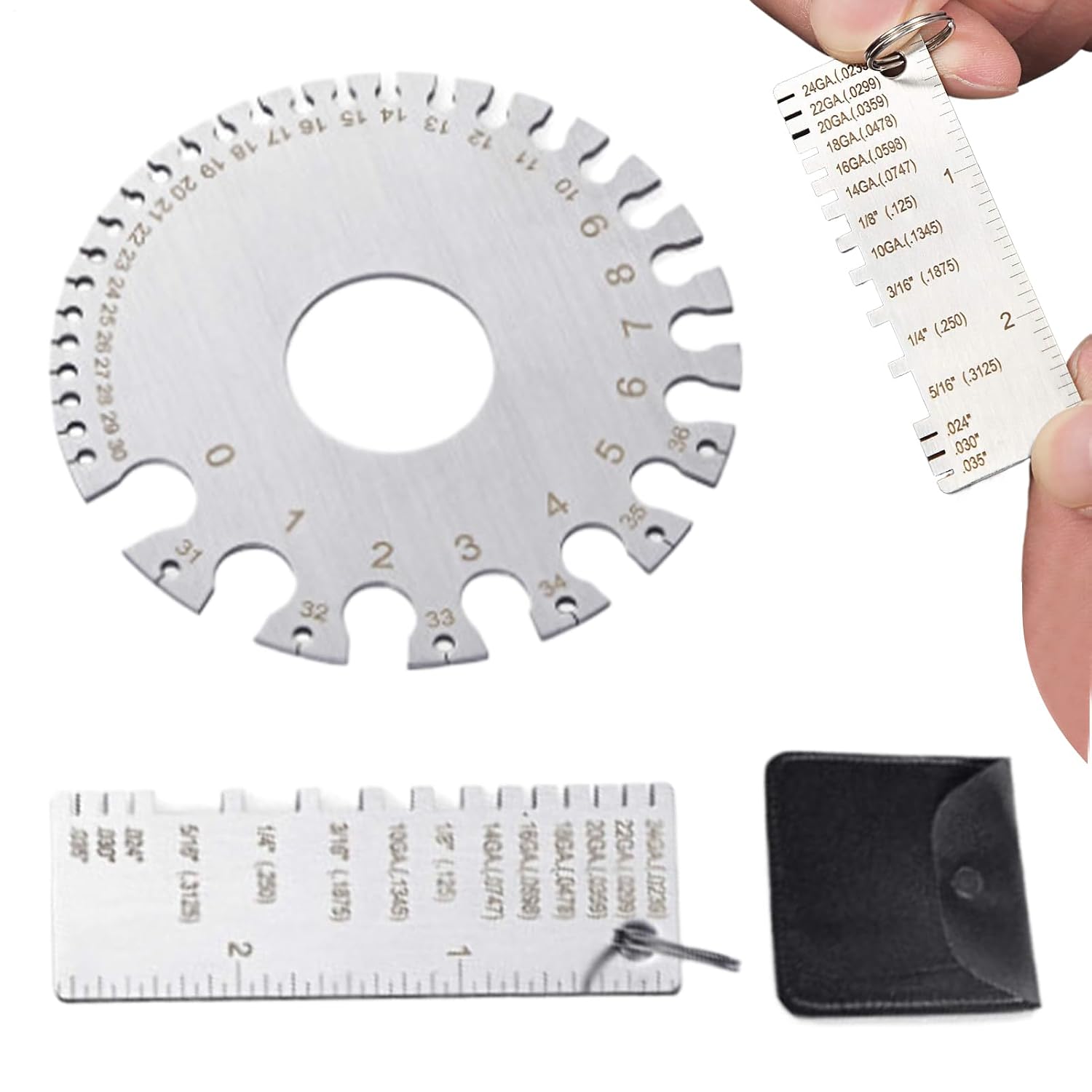 Sheet Metal Gauge Ruler - Wire Welding Material Thickness, Measuring Tool Double-Sided Stainless Steel for Enthusiasts Professionals Fabrication Automotive Woodworking DIY Projects Perfect