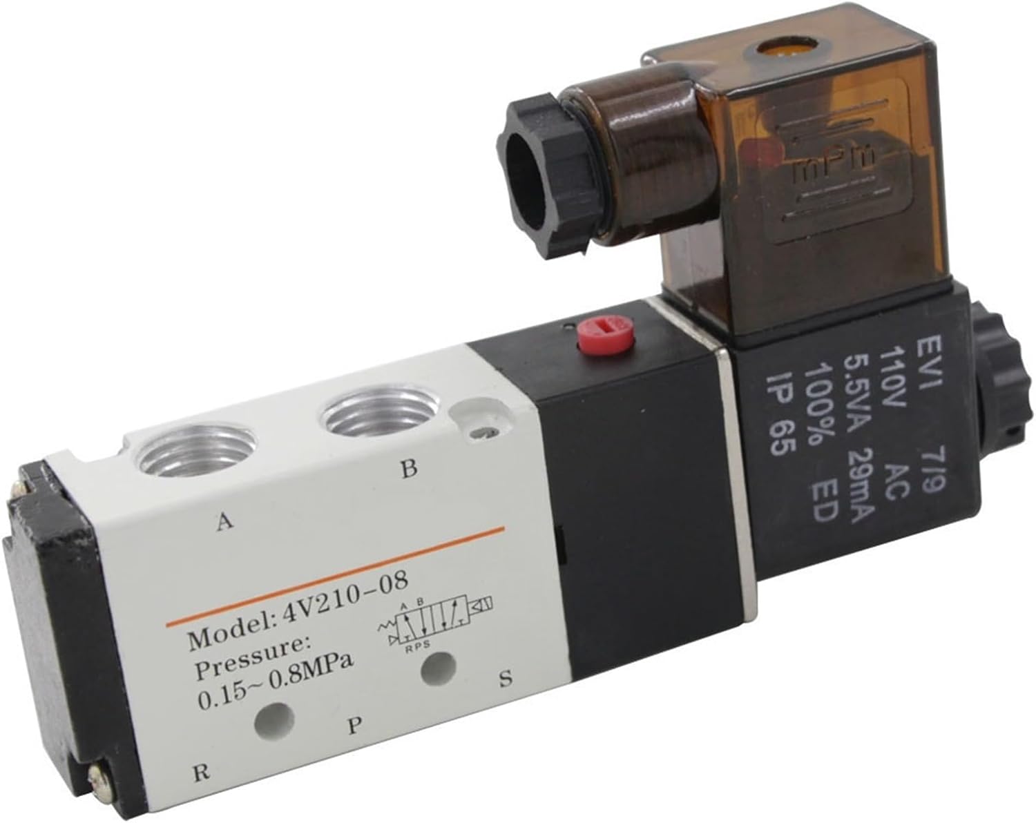 1/4" Air Valve DC 24V 4V210-08 DC 24V 2 Position 5 Way Pneumatic Solenoid Valve