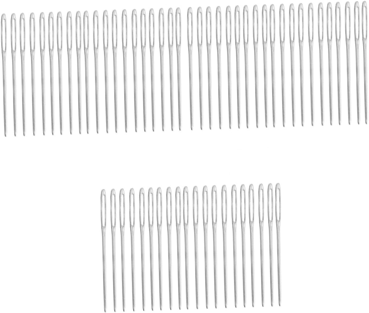 TEHAUX 60pcs Large Eye Cross Stitch Needles Long Blunt Sewing Yarn Needles for Embroidery Crochet Knitting and Upholstery