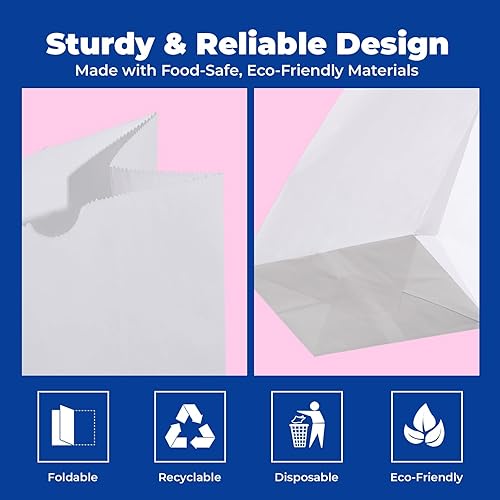 Miniatura 10 de Fit Meal Prep Paquete de 200 bolsas de almuerzo de papel blanco de 6 libras, 11 x 6 x 3.5 pulgadas, bolsas de papel blanco de primera calidad a