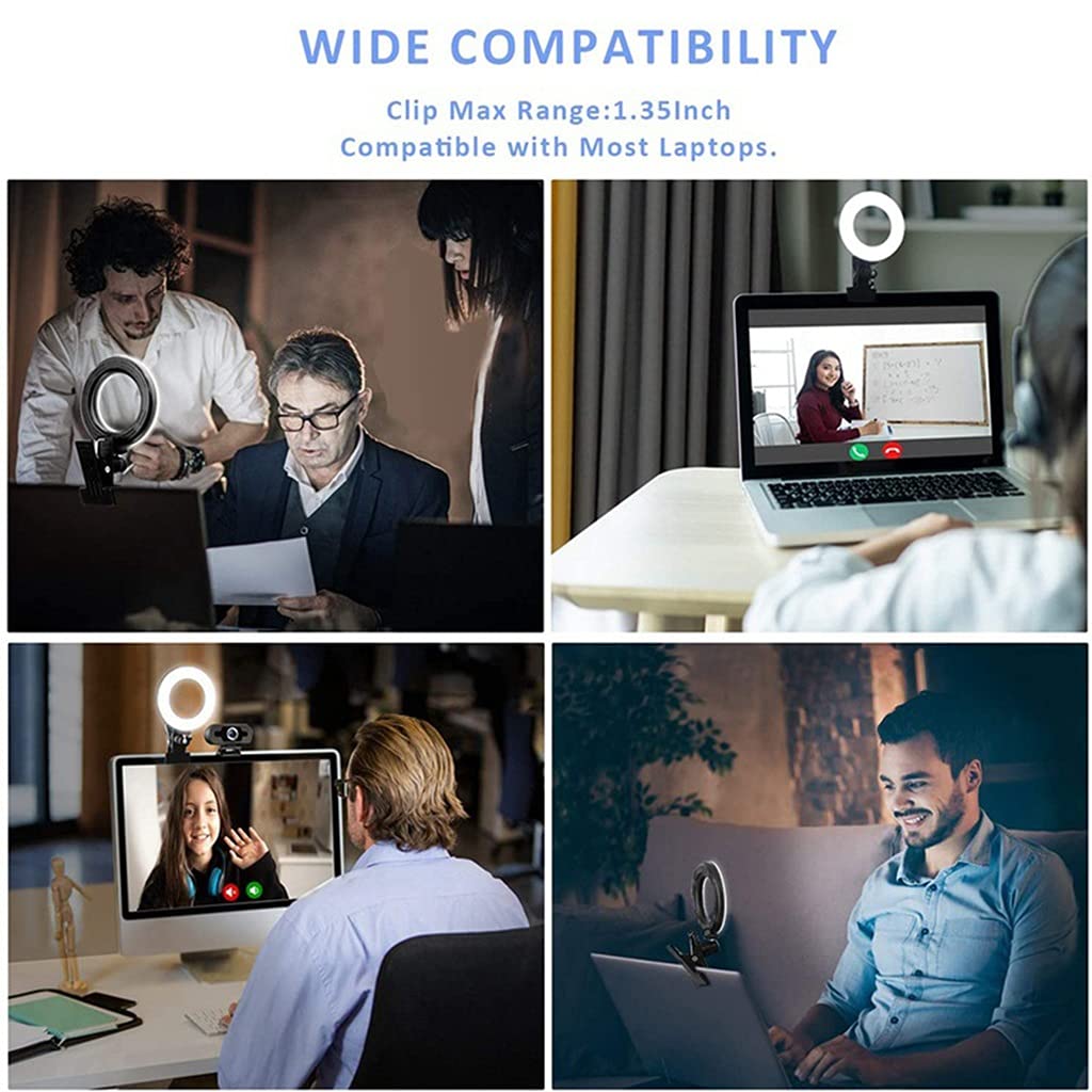 2 Pezzi Anello Luminoso da 6 Pollici, Kit di Illuminazione per Videoconferenza con Montaggio a Morsetto a Clip, 3000 K-6000 K, Mini Luci per Selfie a LED Piccole, per Registrazione Video