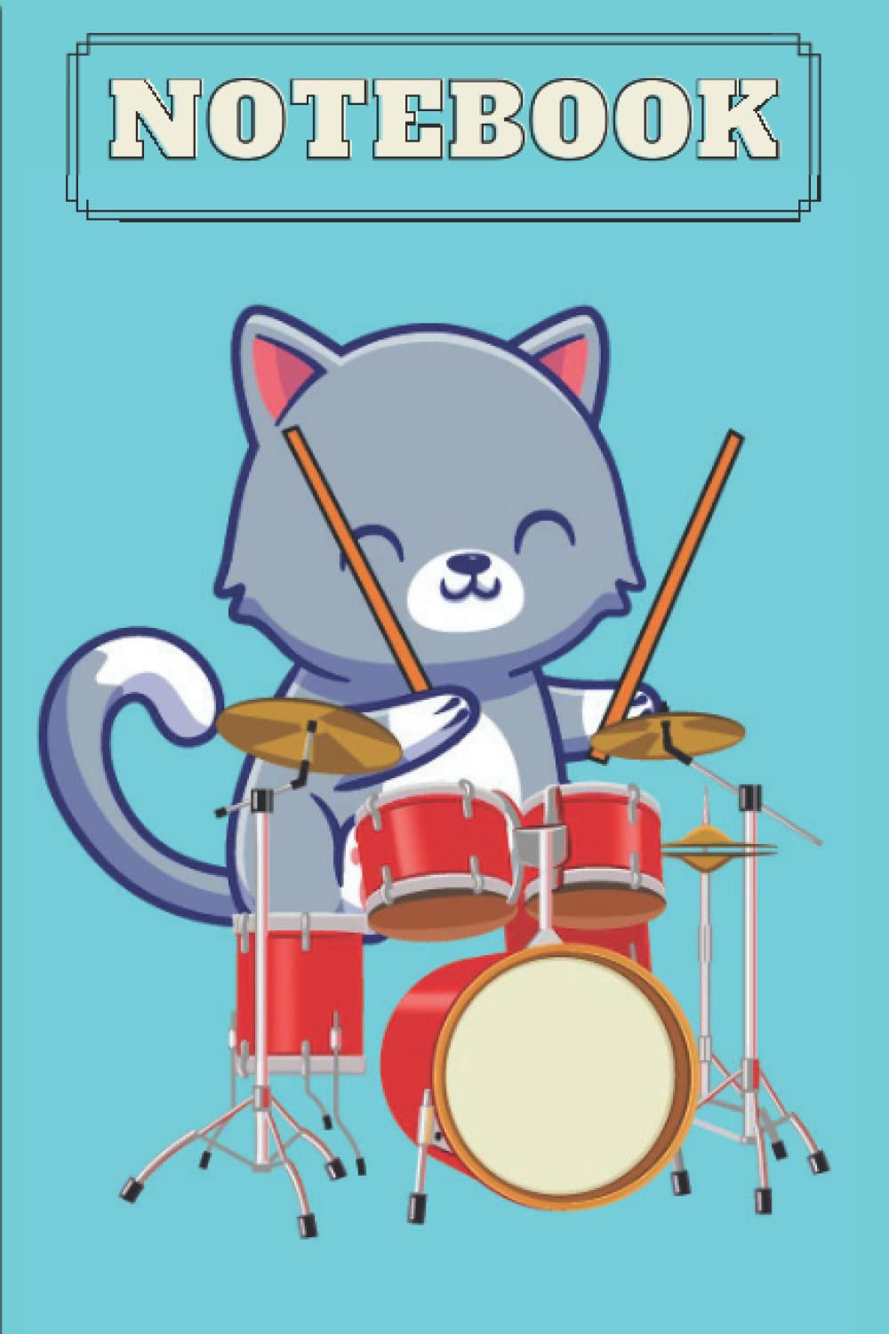 Notebook Cat Playing Drummer: Lovely Cat Instrument Drummer