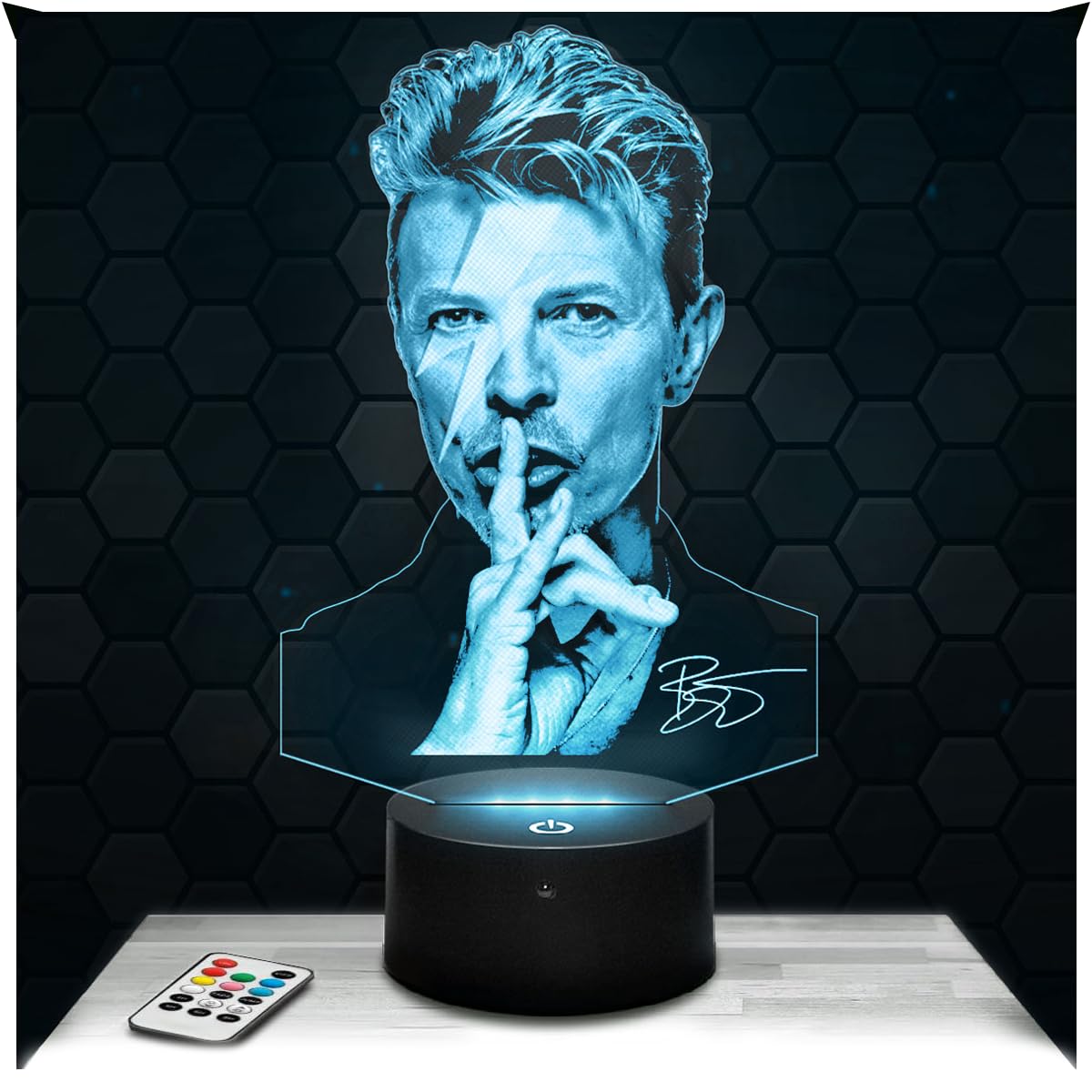 Lampephoto.fr - David Bowie 3D Lamp Night Light 3D LED Illusion lamp, Christmas, Gift idea for Boys and Girls, Night Light for Children's or Adult's Bedroom, Gifts Merchandising TOP