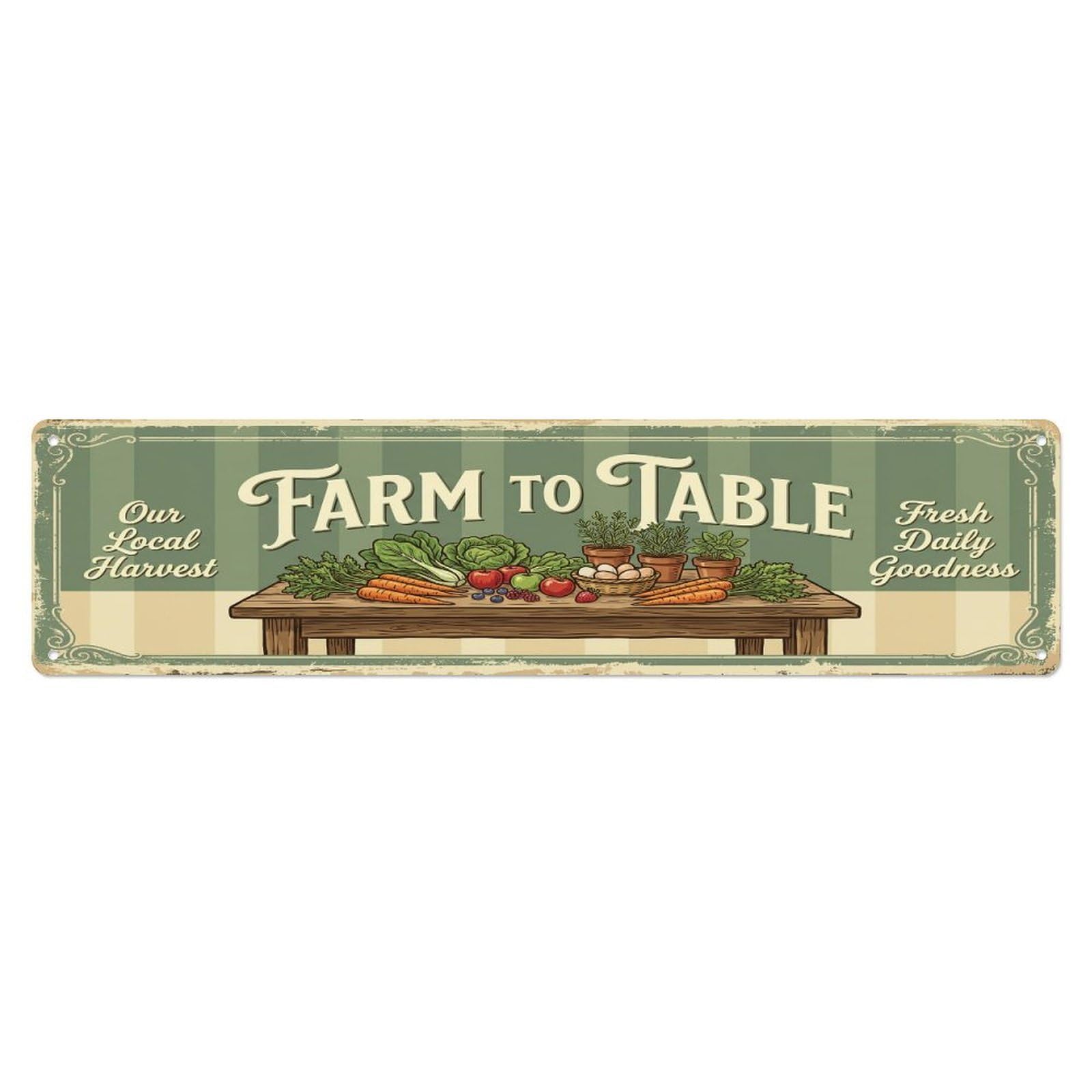 Olhnbad 4X16inch(10X40cm) Vintage Cottagecore Garden Farm To Table Banner Metal Tin Sign