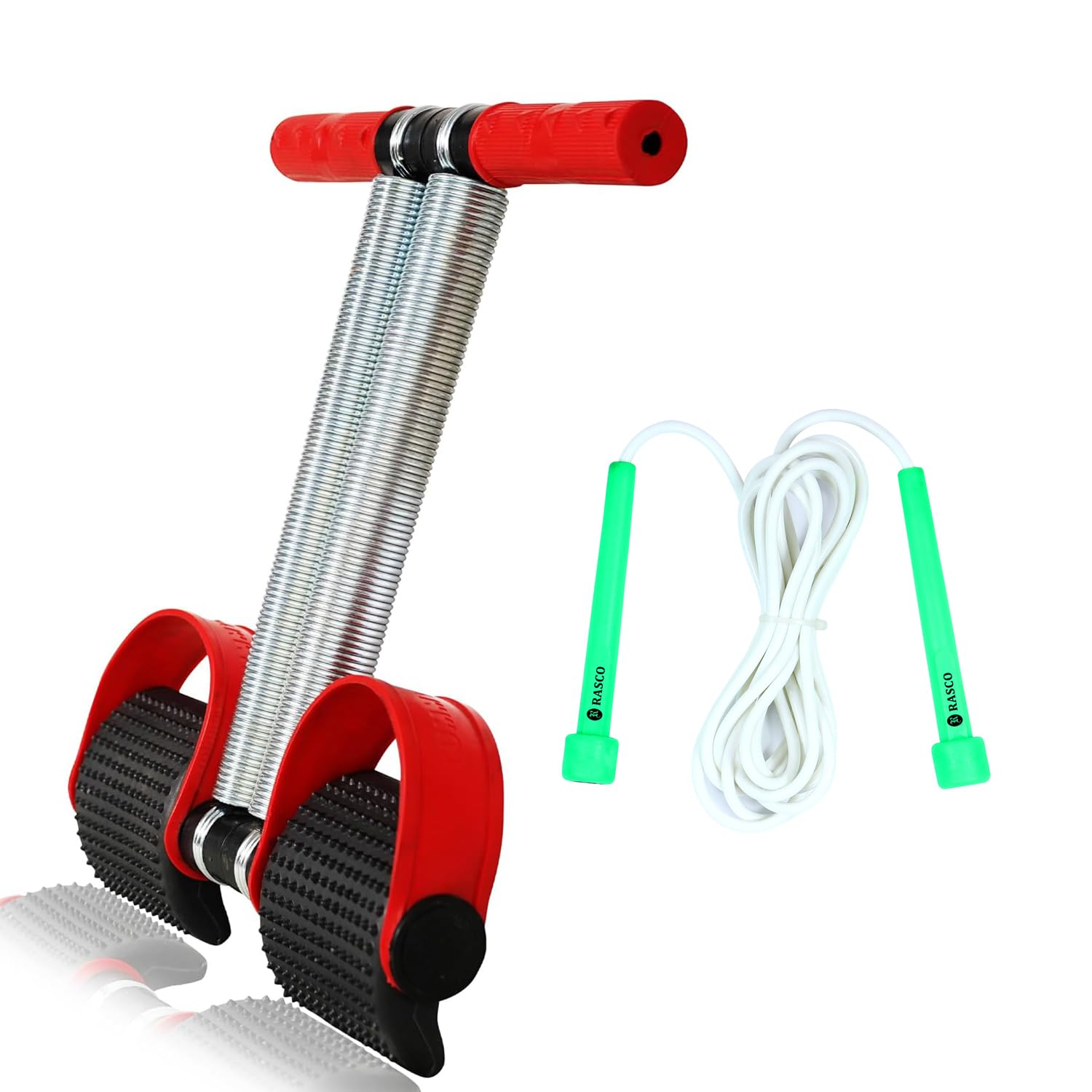 RASCO Double Spring Tummy Trimmer Men and Women for Abs Workout Stomach Exercise Machine for Women and Men Exercise in Gym with Skipping Robe Combo Pack (Combo Green) (B0D3V48BGT) Amazon Price History, Amazon Price Tracker
