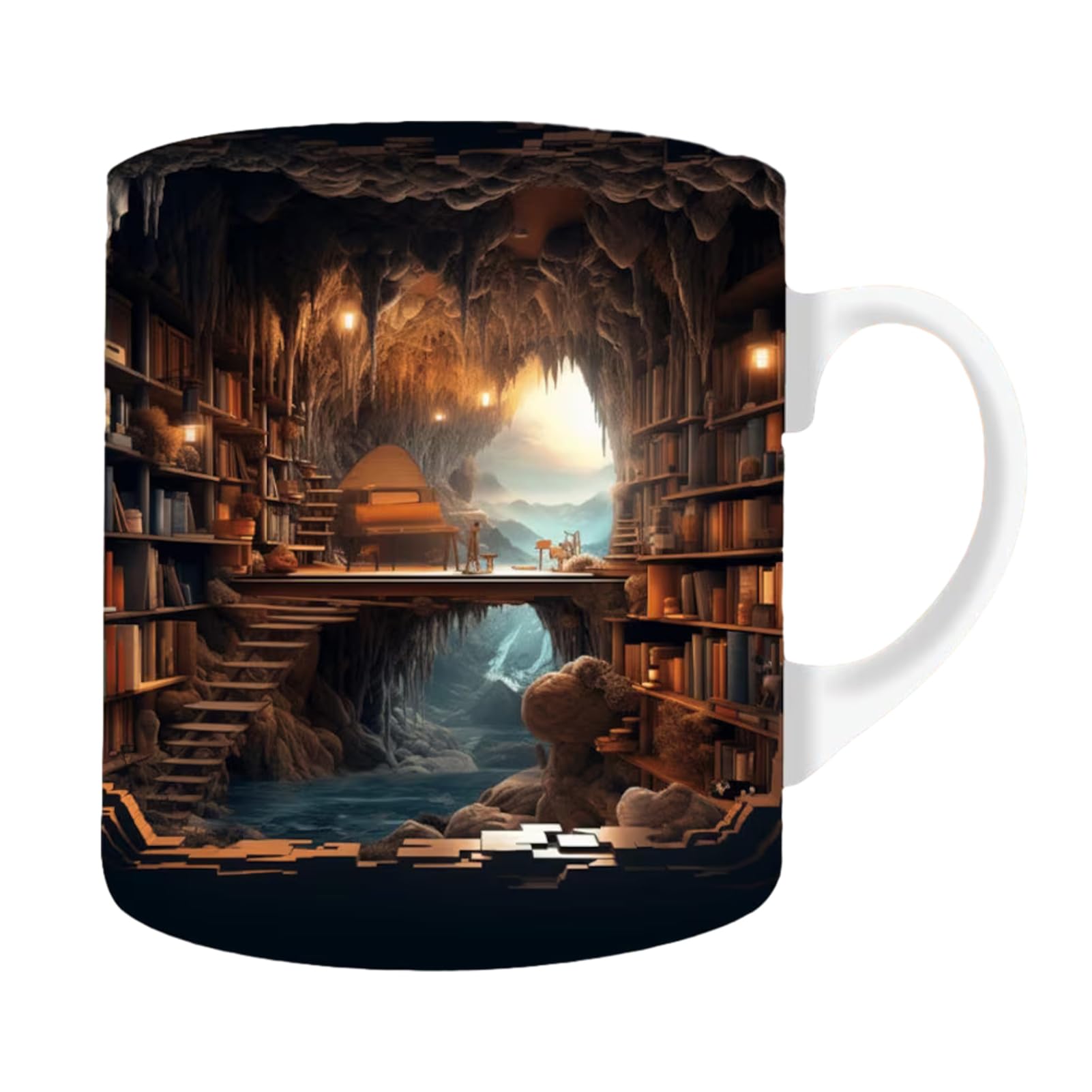 Eastuy E Astuy Bookshelf Mug | Library Bookshelf Mug | Creativ Ceramic Coffe Mug | Ffect Books Mugs | A Library Shelf Cup | Book Club Cup | For Book Lovers