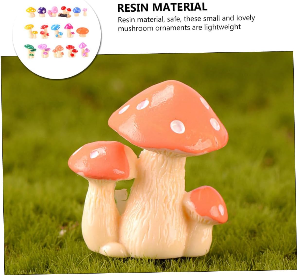 Sosoport 64pcs Resin Mushroom Figurines for Micro Landscape Decoration Adorable Home and Cake Decor for Fairy Gardens Bonsai and Craft Projects