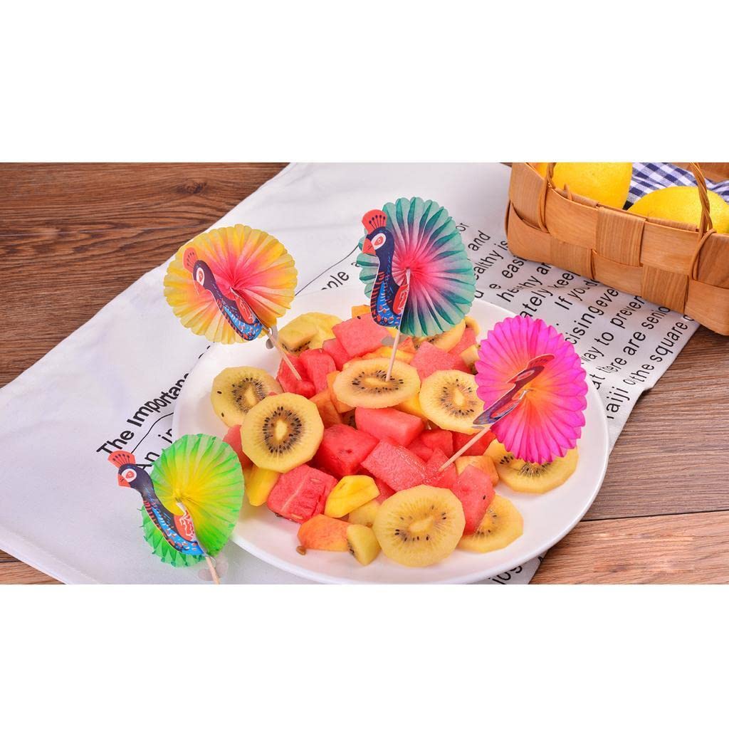 jojomis Piques à cocktail en papier - Décorations fantaisie - Paon, comme décrit