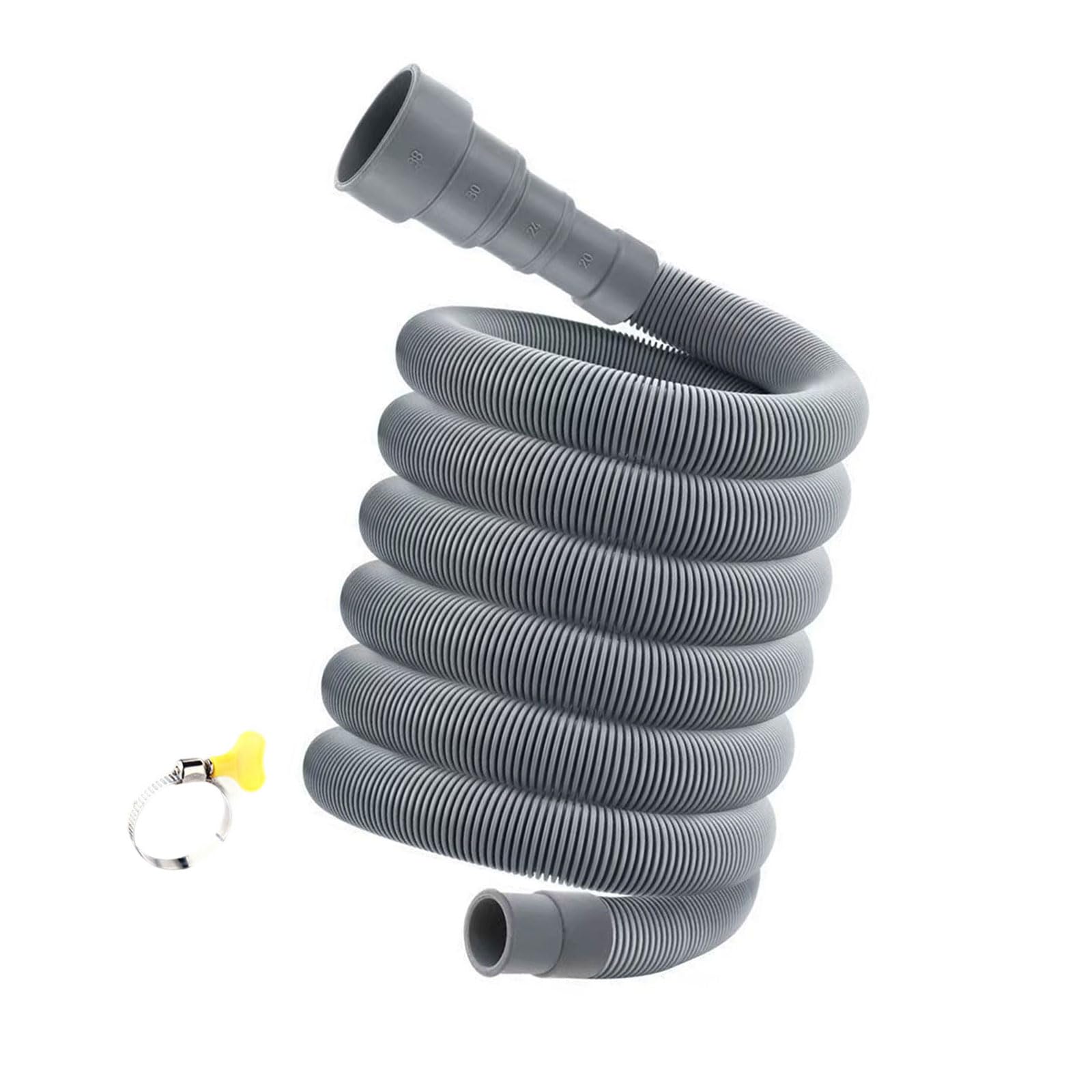 Length Drainage Hose Reinforced Steel Rubber Extension Tube Fit for Top Load Washers Automatic Washer Drain Pipe Extension