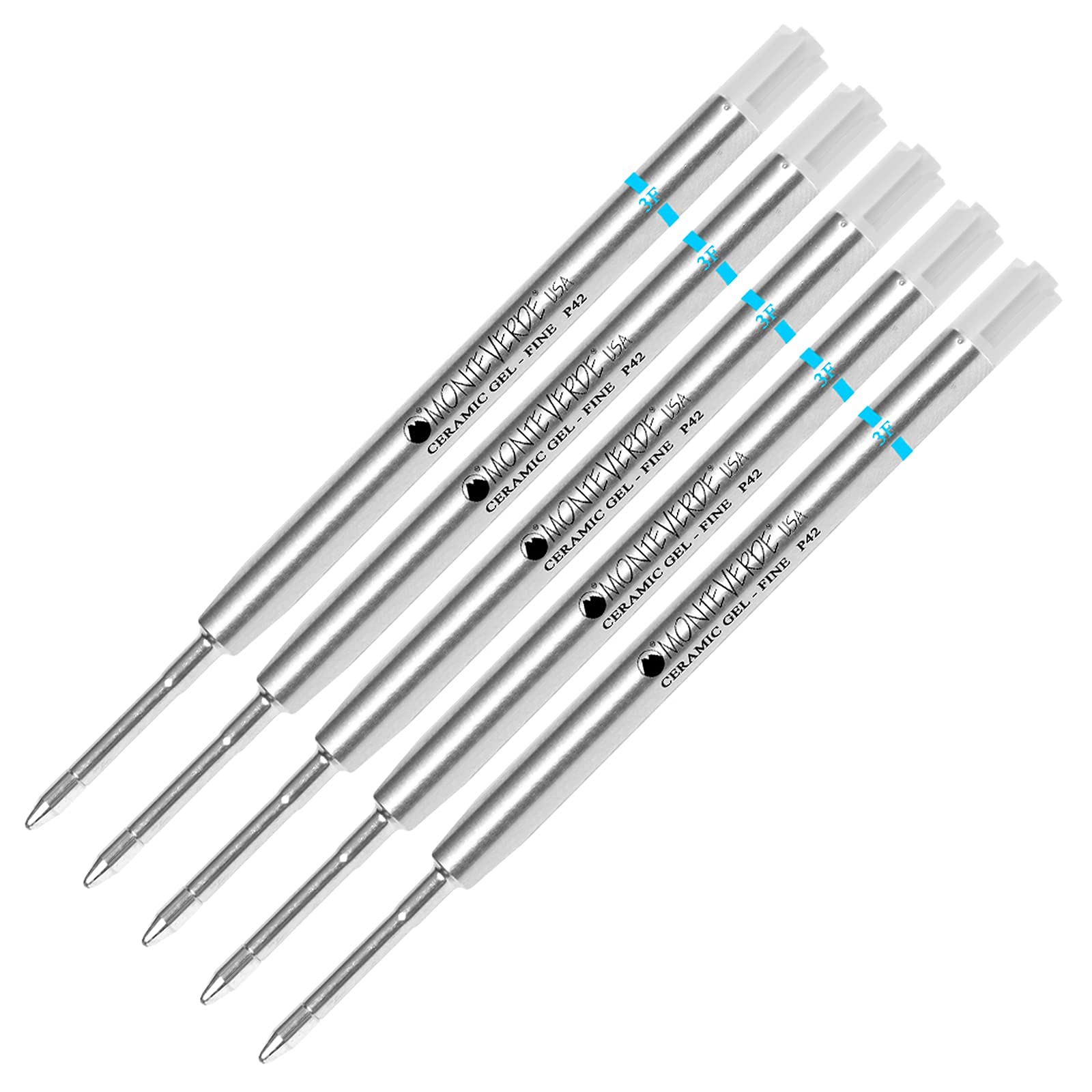 Monteverde P42 Ceramic Gel Ink Refills - 5 Pack Turquoise Fine Tip For Parker Style Pens