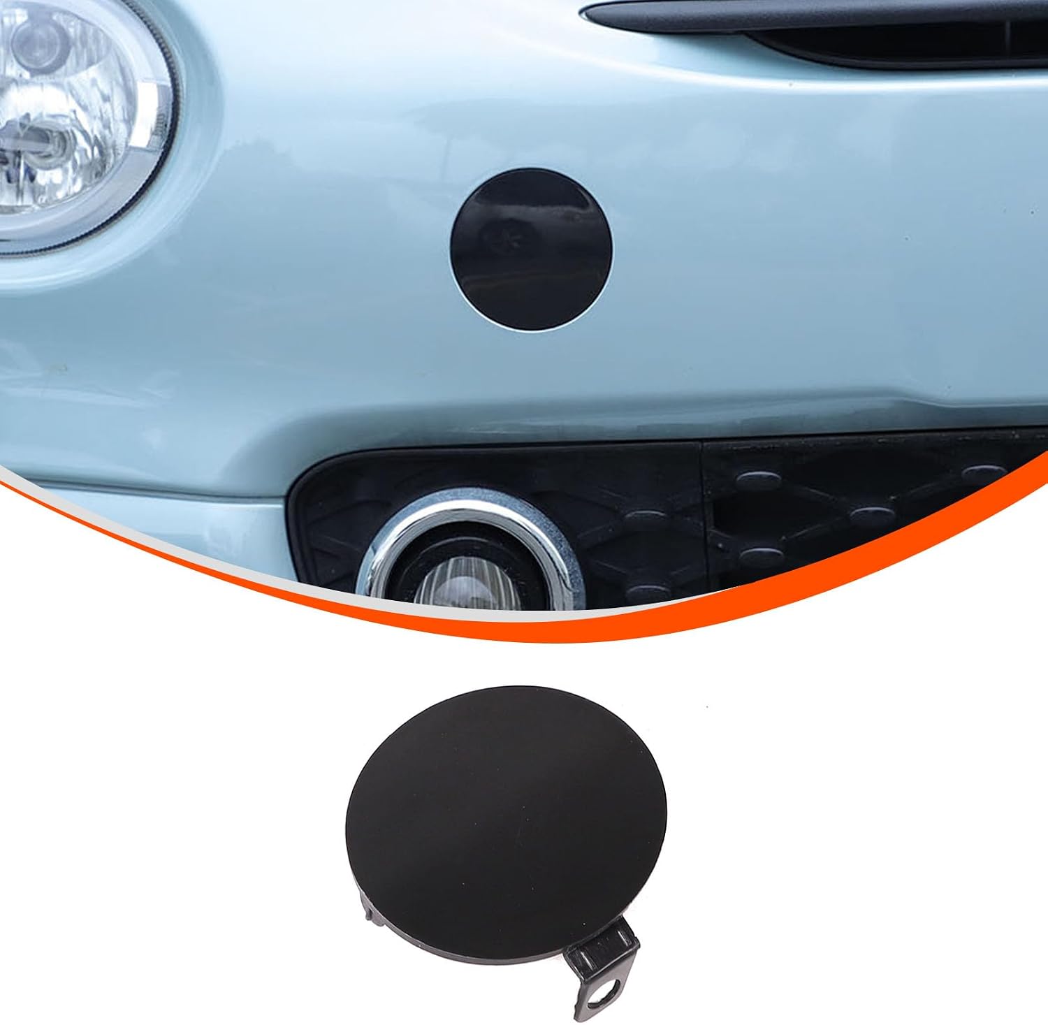 Car Replacement ABS Trailer Decorative Cover Compatible with Fiat 500 2016 2017 2018 2019 2020 2021 2022 2023 2024 2025+ Rear Trailer Dust Decorative Cover (Rear)