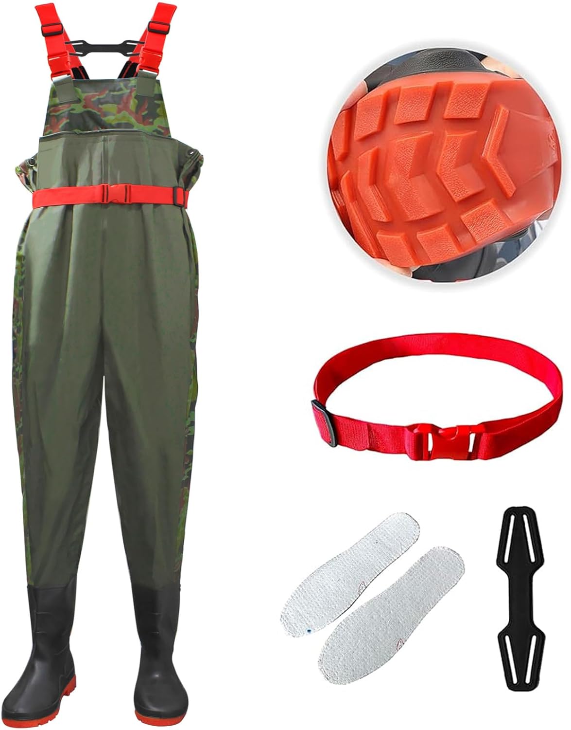 Chest Waders with Boots, Fishing Hunting Waders,Wading Boot Nylon PVC Waterproof for Fly Fishing Waders Men & Women (Green, 11)