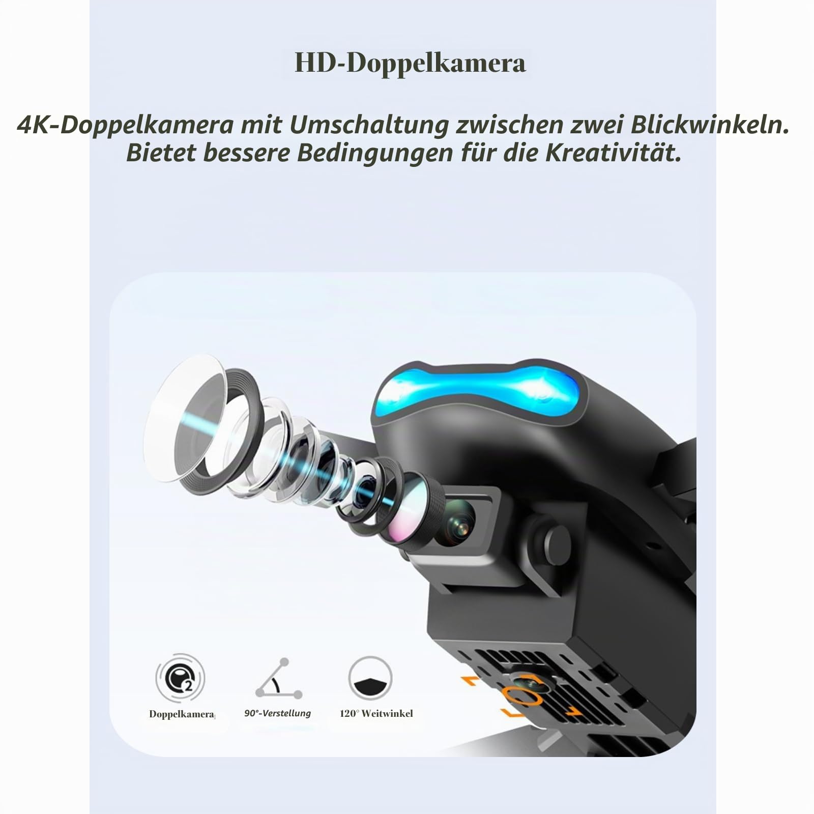 Faltbare -RC-Drohne, Hindernisvermeidung, Quadrocopter, HD-Dual-Kamera, 4k-Luftaufnahmen, RC-Flugzeuge, Unterstützende WLAN-App, Geschenke für Kinder und Erwachsene