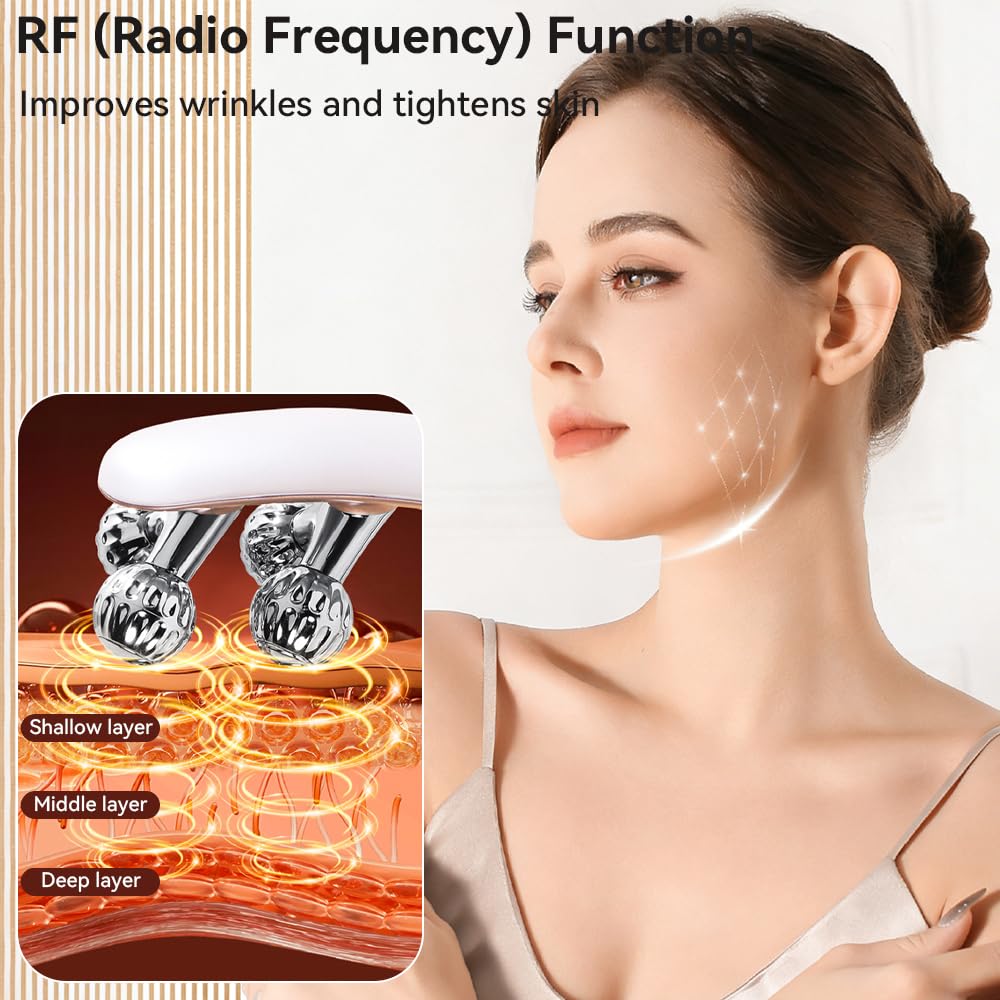 Face Massager Tool with 3D Roller, Facial Sculpting Tool, V Roller Face Lift Device with 3 Adjustable Settings for Home & Travel Use, Gentle Contouring & Skincare Absorption