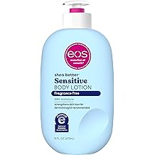 eos Shea Better Sensitive Skin Body Lotion - Fragrance-Free, 48-Hour Moisture Eczema Cream &amp; Dry Skin Relief, Vegan, 16 fl oz (Packaging may vary)