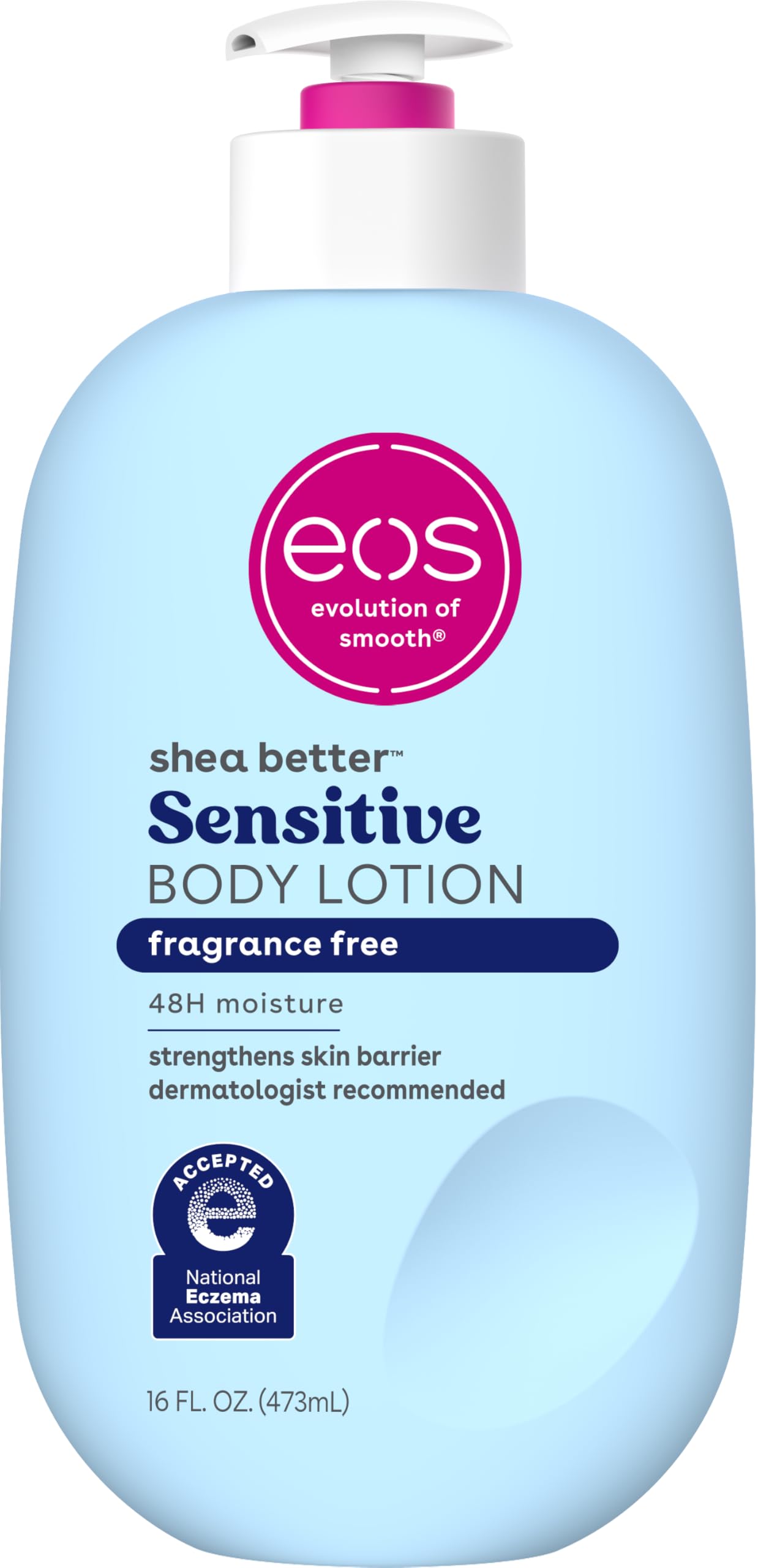 eosShea Better Body Lotion- Fragrance Free, 24-Hour Hydration Skin Care, 16 fl oz
