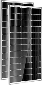 HQST 2pcs 100W 12V Monocrystalline Solar Panel