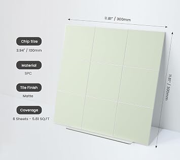 HOMEART Sage Green Peel and Stick Backsplash Tiles, 12x12 Matte Square Backsplash Self Adhesive Stick on Wall Tiles for Kitchen Bathroom (6 Sheets)