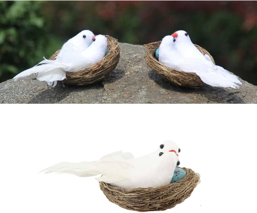 HOMSFOU Fournitures Pour La Maison Jouet Décoration D'Oiseau Faux Pigeons Statue De Colombes Figurine De Pigeon Artificielle Décor De Colombe Clips D' Oiseaux Artificiels Statue D'Oiseau