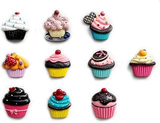 10 Pack 3D Cupcake Fridge Magnets - Large 2.4" Realistic Dessert Magnets for Refrigerator, Strong Hold Kitchen Decor, Fun Office & School Locker Accessories (Assorted Designs)