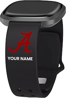 Affinity Bands Alabama Crimson Tide Custom Name HD Watch Band compatible with Fitbit Versa 3 and Sense (20mm Short Black)