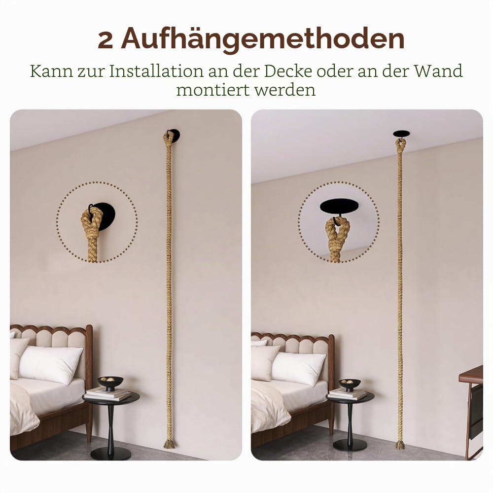 Sisal Kletterseil, Sisalseil fur Katzen, 300 x 3 cm, Stabiles Katzenspielzeug Seil zur Decken-/Wandmontage für die Katzen Selbstbeschäftigung, Spielen und Klettern