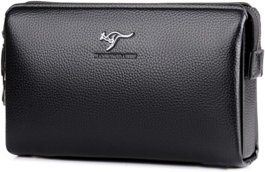 Pochette Uomo In Pelle Con Serratura A Codice - Borsellino Porta Carte, Cellulare E Contanti, Marrone - Foto 14