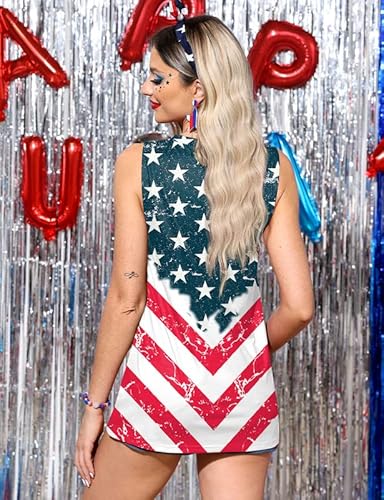 Spadehill July 4Th Women Summer Patriotic Tank Tops Casual Patriotic Loose Sleeveless Tunic American Flag L #TOP4