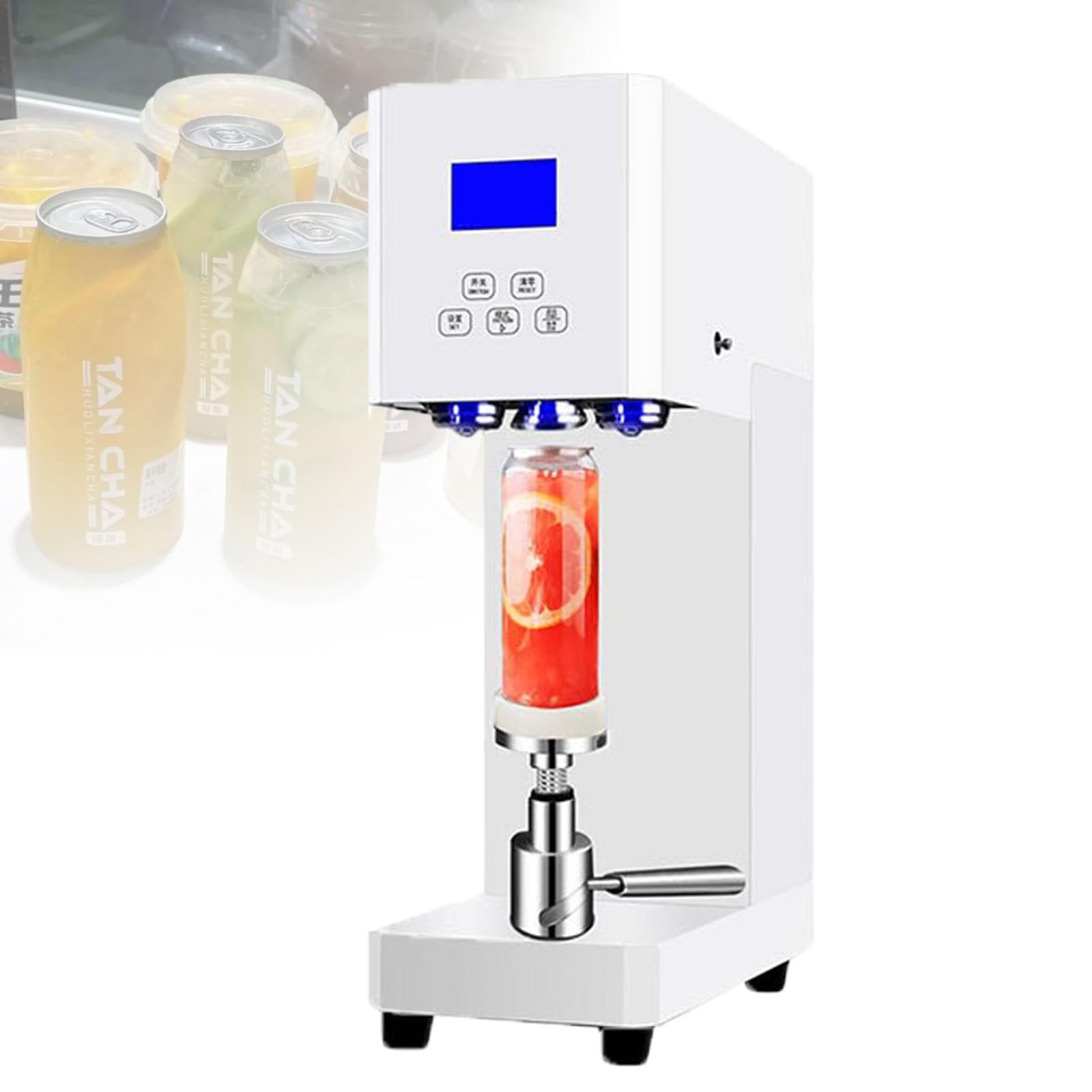 Macchina Sigillatrice Professionale per Lattine con LED, Strumento da Tavolo per Bar E Caffetterie, Sigilla Bottiglie di Bibite E tè al Latte, Nera