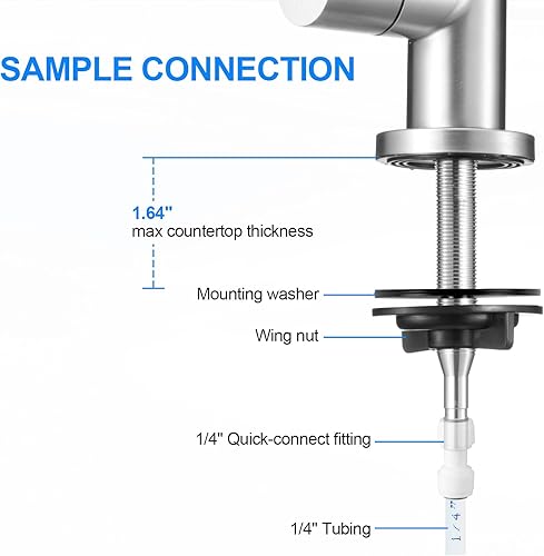 Miniatura 8 de Filtro de agua para debajo del fregadero, filtro de agua con grifo y válvula de alimentación para bar y lavabo, reduce el cloro, el mal sabor y el