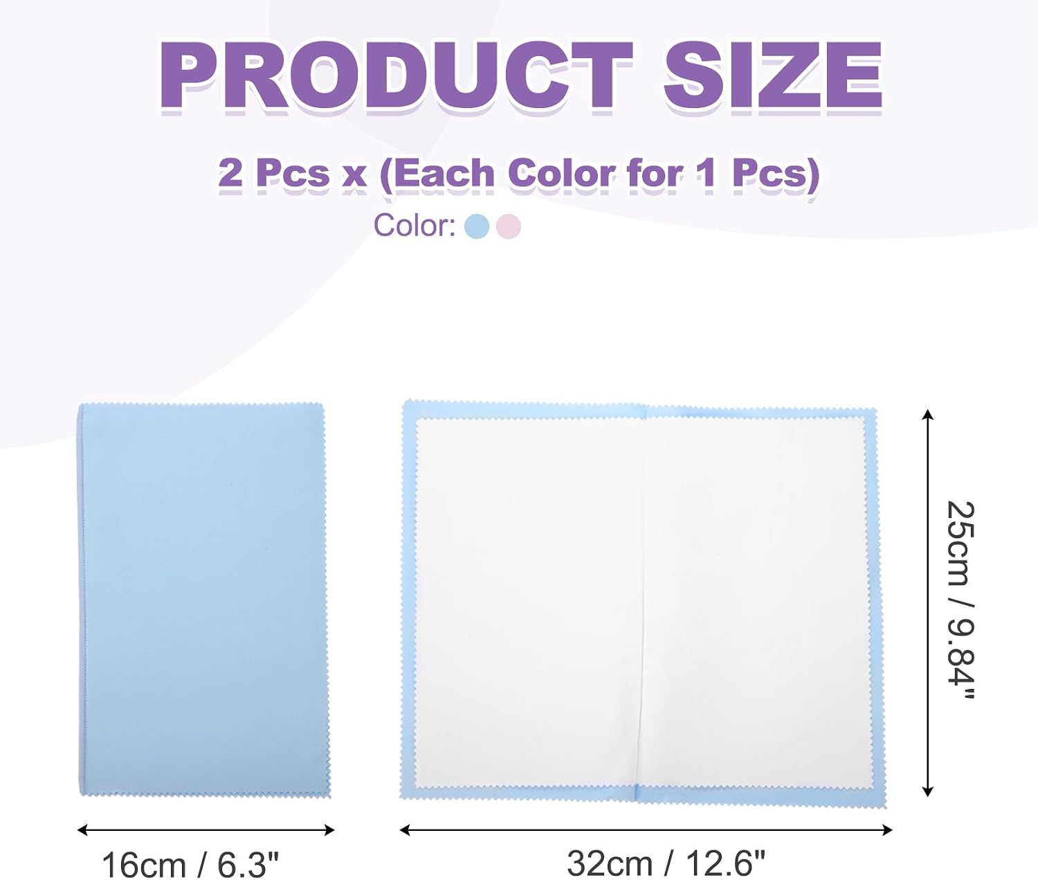 PATIKIL 9.8"x12.6" Jewelry Cleaning Cloth, 2 Pack Double-Sided Fleece Polishing Cloth for Gold, Silver and Jewelry, Sky Blue/Pink