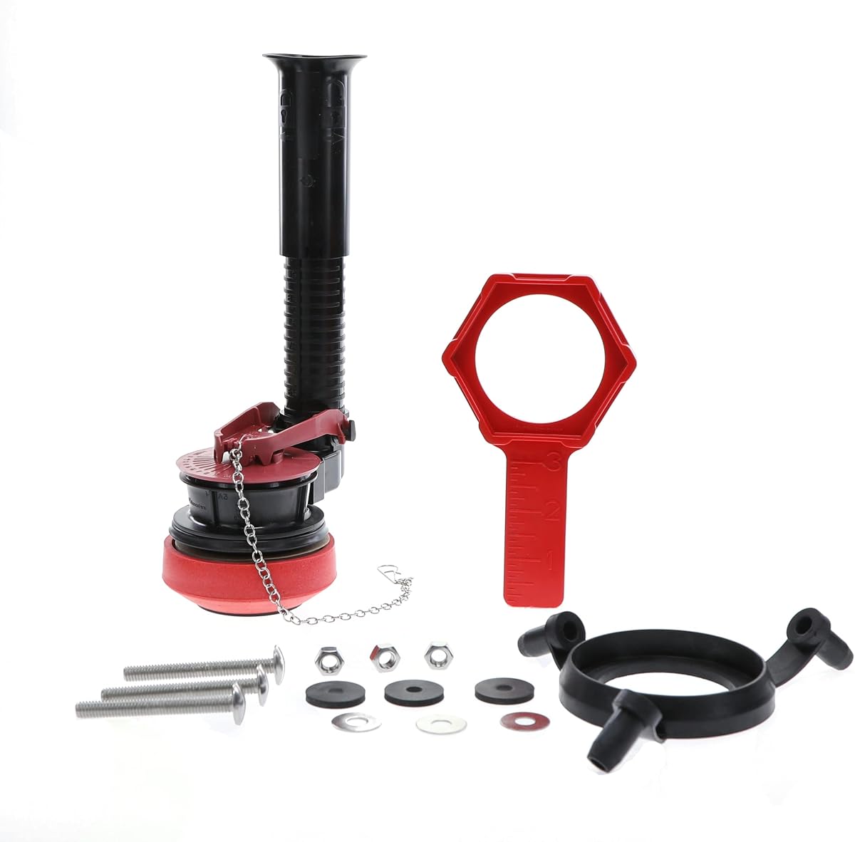 Fluidmaster K-507A-008 Kit de reparación de válvula de descarga de inodoro ajustable universal de 2 pulgadas con herramienta para inodoro Multicolor