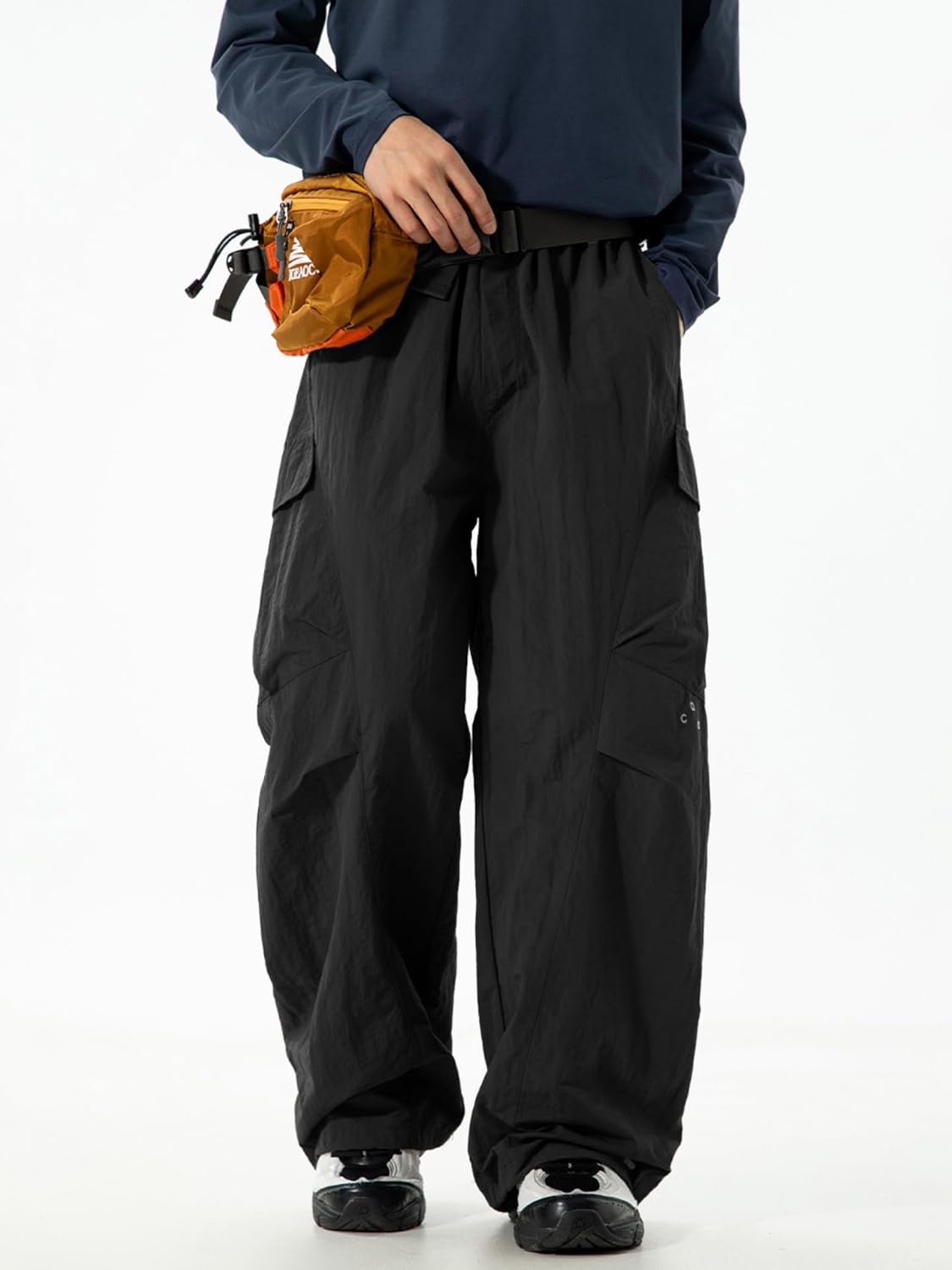Mens's Baggy Cargo Pants Casual Parachute Pants Loose Fit Hip Hop Harme Lightweight Water Resistant Pants with Pockets - Image 2