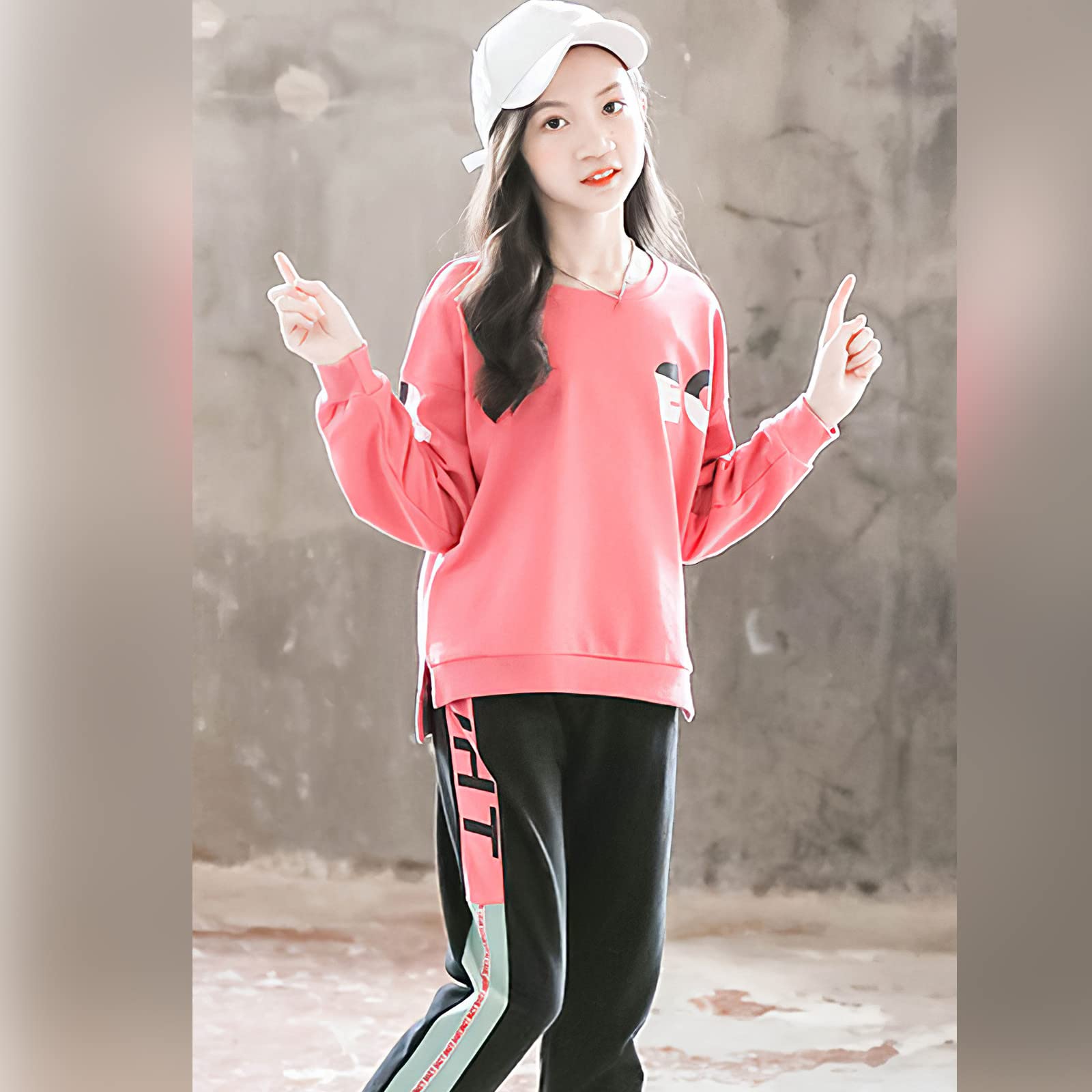 amropi Niña Jogging Chándales Rayas Sudadera y Pantalones 2 Piezas Conjunto de Ropa para 3-14 años