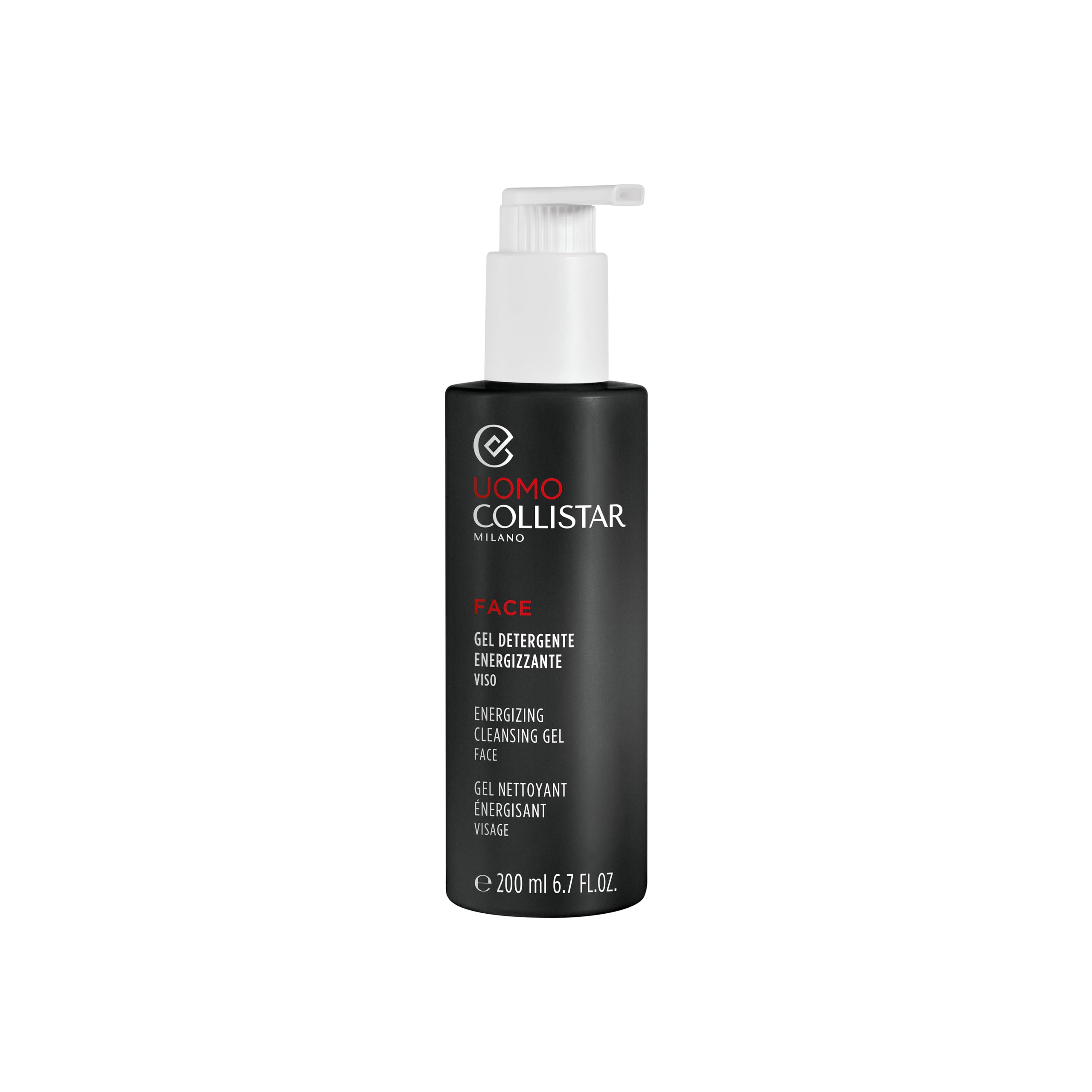 Collistar Gel Detergente Viso Uomo Energizzante, Pulisce, Tonifica, Rivitalizza, per Tutti i Tipi di Pelle, anche Sensibile, Elimina Grigiore e Colorito Spento, 200 ml
