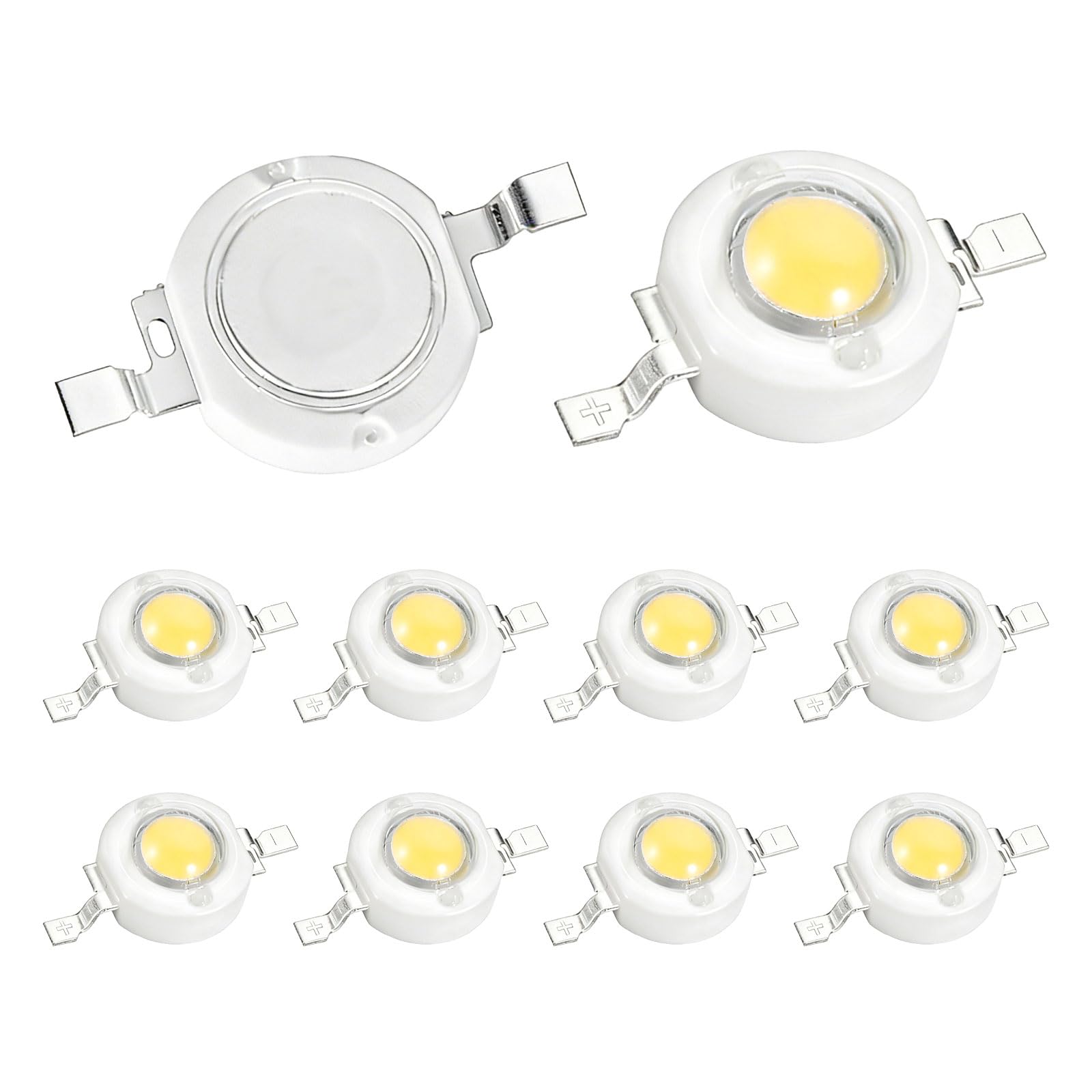 VIAPUICE LED Lamp Beads 1.8-3.4V 600-700ma Natural White 10 Pcs - High Power LED Chip COB Light Emitter Components Bulb Lamp for Experiments Indicator Lights DIY Decorative Lighting