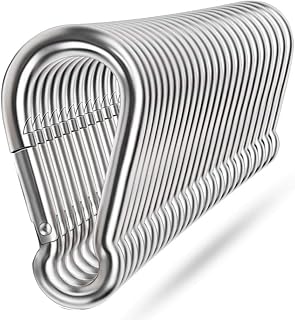 Spring Snap Hooks, 304 Stainless Steel Metal Clip Heavy Duty Rope Connector Small Snap Clamp Key Chain Link Buckle for Ham...