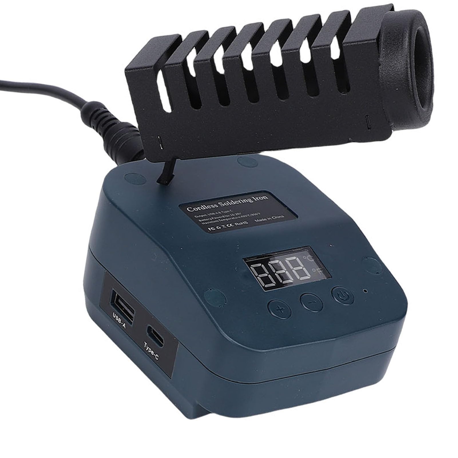 Fafeicy Estación de Soldadura de Hierro Inalámbrica, Pantalla LCD de 60W con USB Tipo C para Reparación de Electrodomésticos con Batería BAT609 y Electrónica DIY