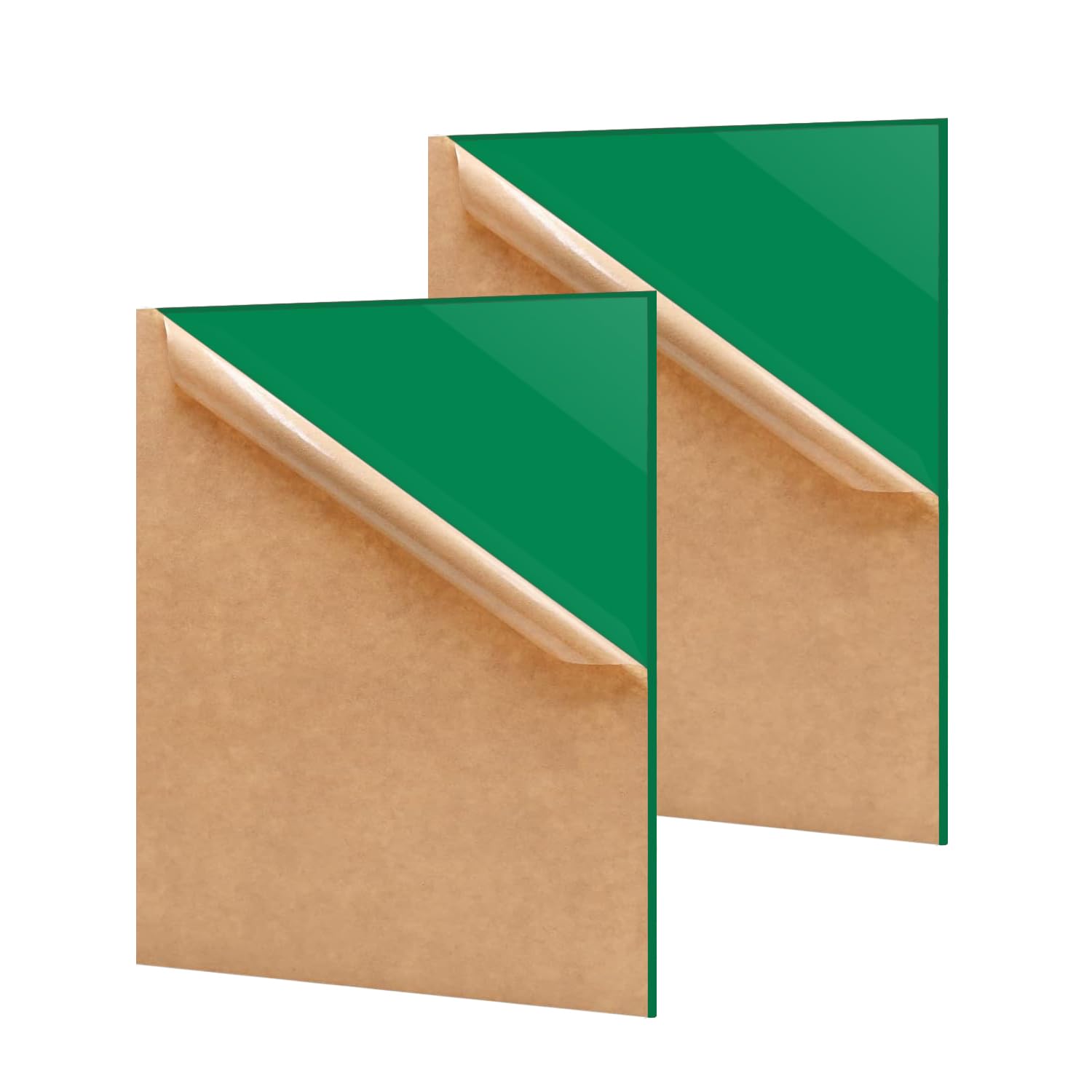 2 Pack 12'' x 16'' Opaque Green Acrylic Sheet, 3mm Thick Acrylic Plastic Sheets Plexiglass Boards for Laser Cutting and DIY Craft Projects
