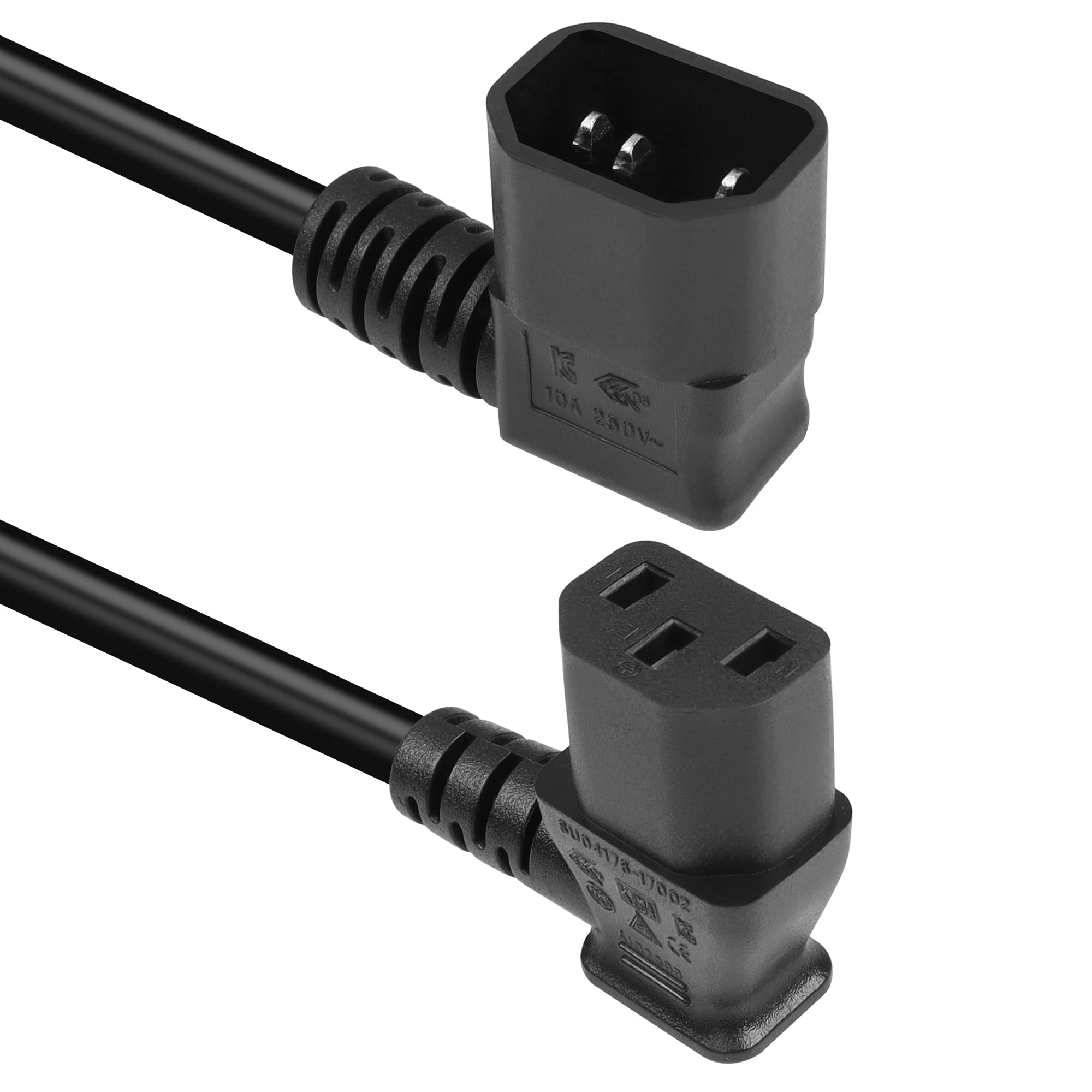 Adaptateur Secteur Angle Droit IEC C13/C14 – 10A 250V – Auto-Connectable – Lot De 2 – Pour Serveur, PC