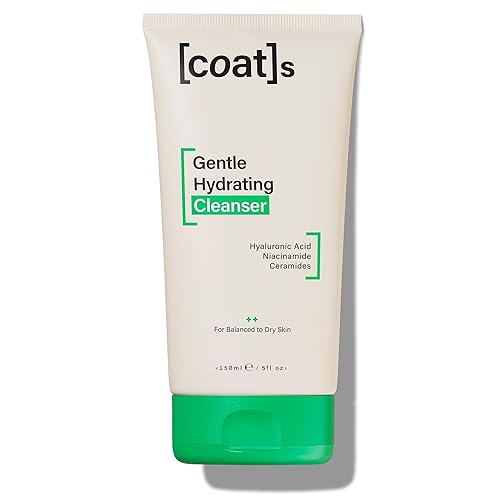 COATS Limpiador facial hidratante suave con ceramidas + ácido hialurónico para hidratar. Limpiador facial para mujeres y hombres. Lavado facial +