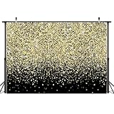 Atlastrip Birthday Backdrop 6 x 4 ft Girls Woman Birthday Wedding Party Decorations Banner Black Golden Theme Background Photo Booth Props Supplies for Graduation Anniversary (Black-Gold, 6 * 4 ft)