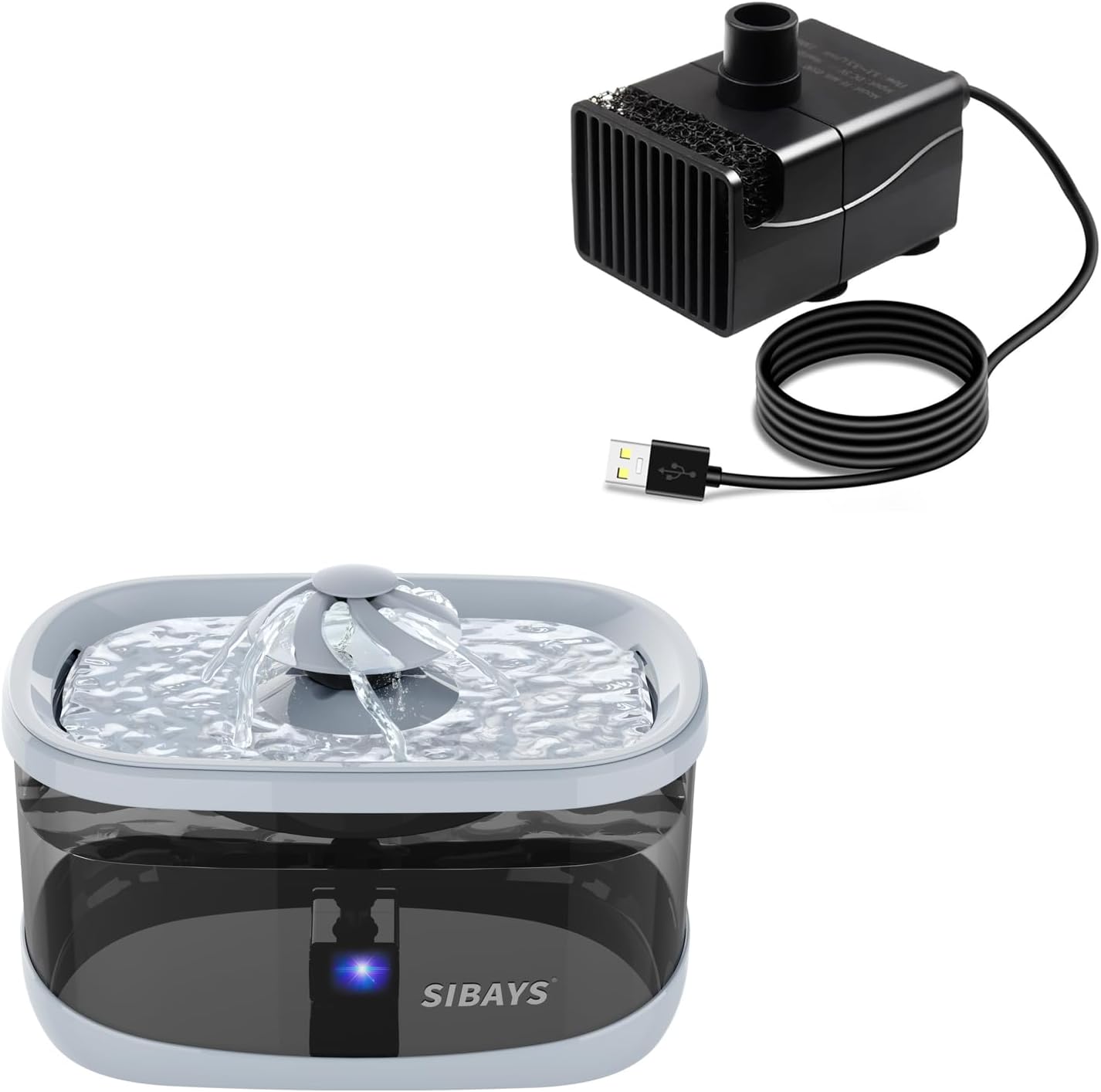 SIBAYS 9.5L Dog Water Fountain with Replacement Pump