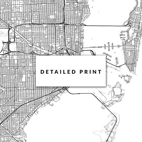 Squareious Miami Map Poster Print | Modern Black And White Wall Art | Scandinavian Home Decor | Florida City Prints Artwork | Fine Art Posters 9X11 #TOP5