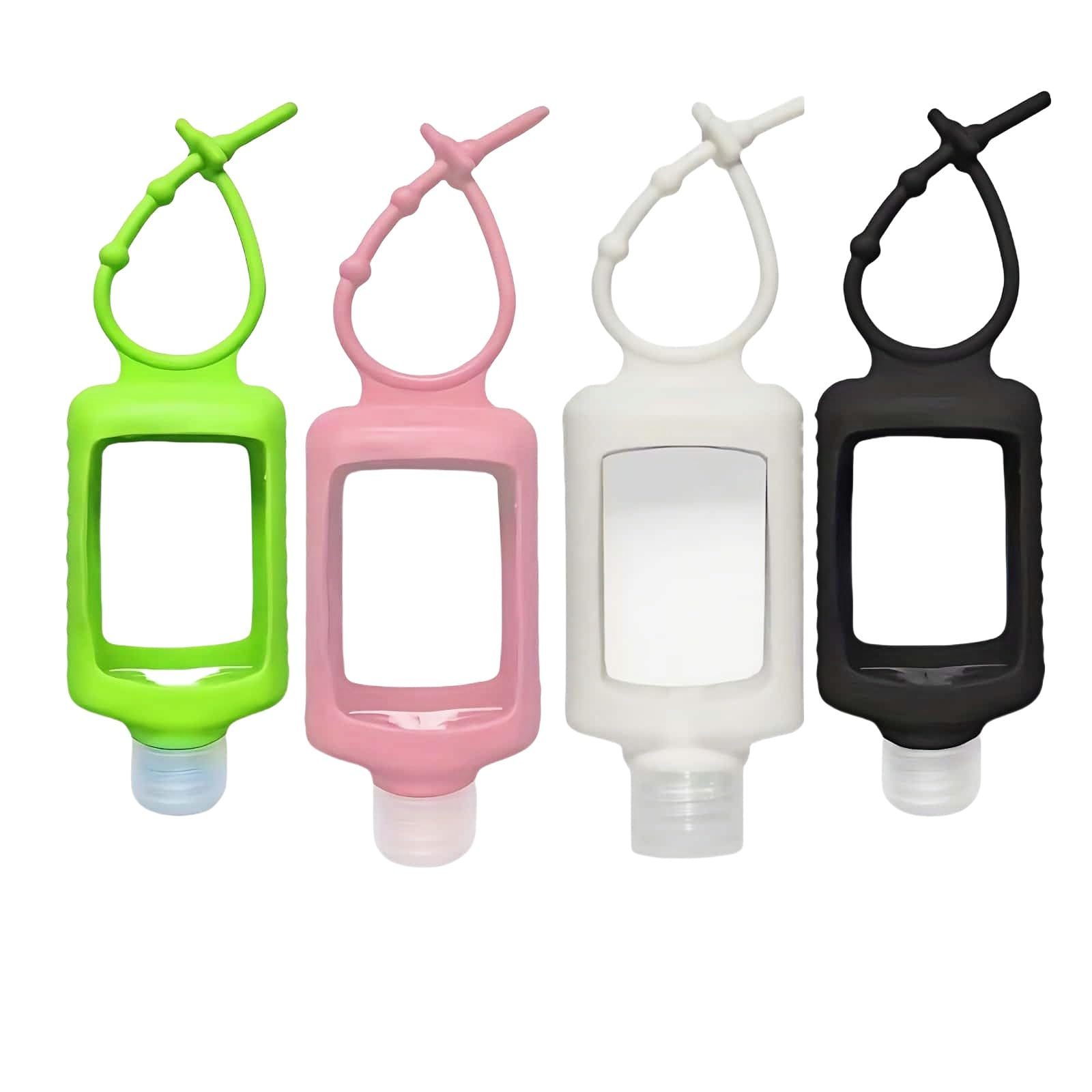 Chinshwehaw 4 Pack Leak Proof Travel Bottles 60ml(2oz) with Silicone Sleeves & Keychain | Refillable Squeeze Containers for Toiletries, Hand Sanitizer