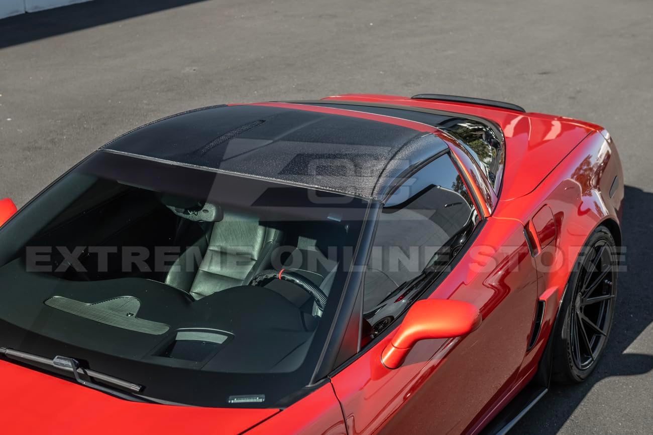 Compatible with 2005-2013 Corvette C6 Base & Grand Sport Models | GM Factory Style Carbon Fiber Replacement Top Targa Removable Roof Panel ROOF-1214-BKCF