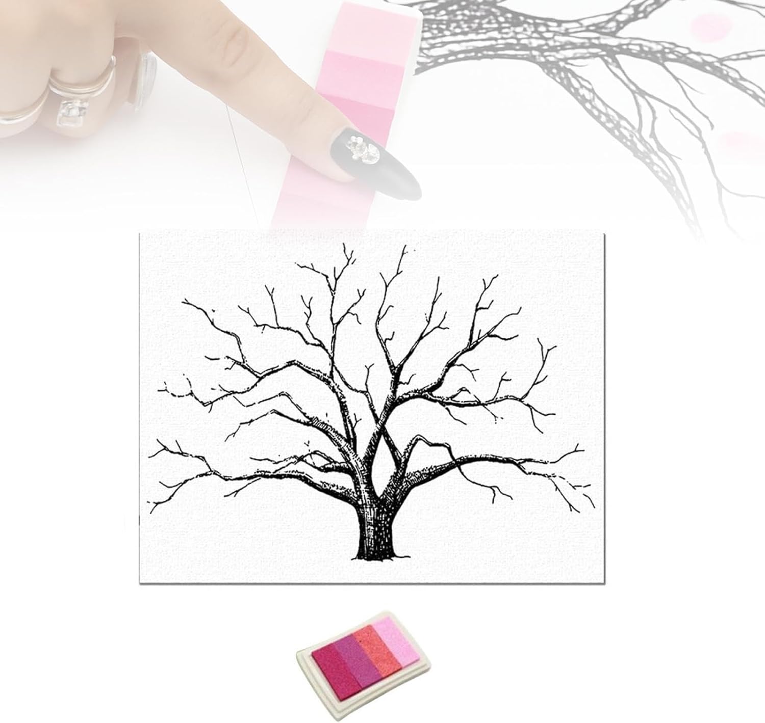 MYADDICTION Wedding Thumbprint Tree Finger Painting Wedding Guest Book Pink